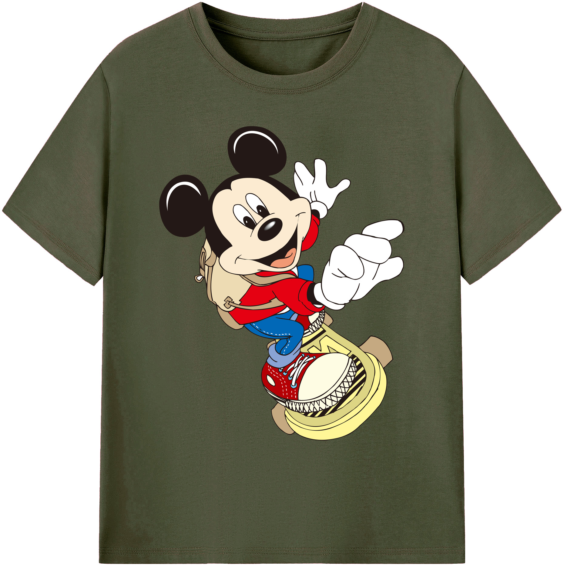 ミッキーマウス Mickey Mouse 綿100％ メンズ半袖Tシャツ｜肌触りやわらか＆通気性